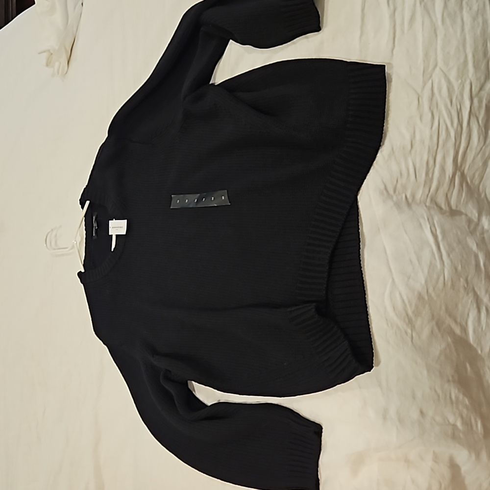 Banana Republic womens black cotton oversized cable knit sweater size medium
